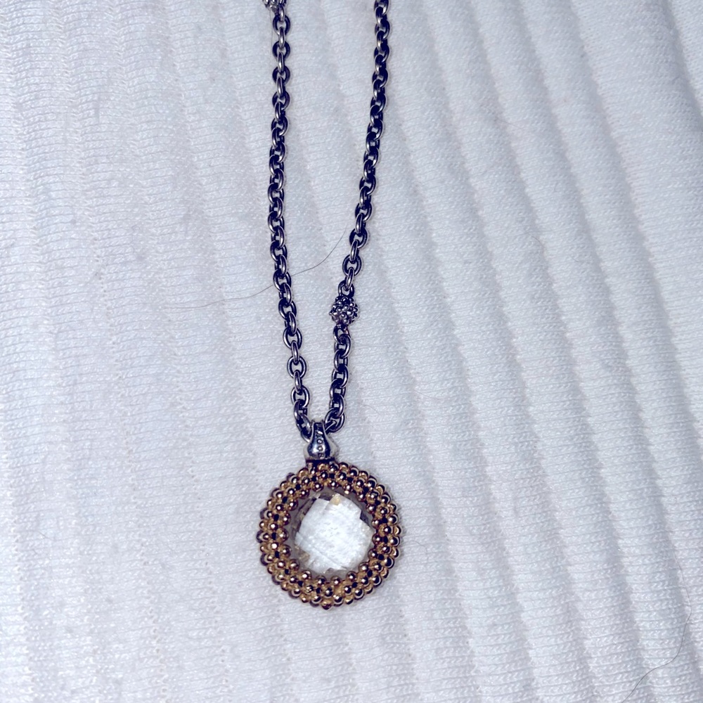 COPY - Lagos caviar necklace. White topaz with silver and gold accents.